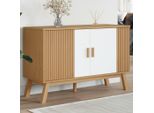 Vidaxl Credenza Olden Bianca E Marrone 114X43X73,5 Cm In Legno Di Pino Massiccio