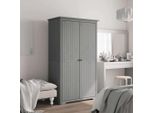 The Living Store Armadio Bodo Grigio 101X52X176,5 Cm In Legno Di Pino Massiccio