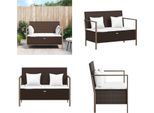Vidaxl Panca Da Giardino A 2 Posti Con Cuscini In Poly Rattan Marrone - Panca Da Giardino - Panca Da Giardino - Panca Per Riporre Oggetti - Panca Da Esterno