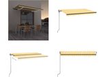 Vidaxl Tenda Da Sole Automatica Con Led E Sensore Di Vento 450X300 Cm Giallo/Bianco - Tenda Da Sole - Tende Da Sole - Cappottine Solari - Cappottine Solari