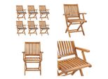 Vidaxl Sedie Da Giardino Pieghevoli Con Cuscino 6 Pz. Legno Massiccio Teak - Sedia Da Giardino - Sedie Da Giardino - Sedia Di Legno - Sedie Di Legno
