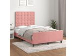Vidaxl Letto Con Testiera Rosa 120X200 Cm In Velluto - Letto Con Testiera - Letto Con Testiera - Letto - Letto Con Testiera