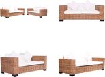 Vidaxl 2 Pezzi Divani Da Giardino Con Cuscino Rattan Naturale - Divano Da Giardino - Divani Da Giardino - Divano - Divani