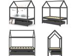 Vidaxl Letto Per Bambini Con Cassetto Grigio Scuro In Pino Massiccio 70X140 Cm - Struttura Letto Per Bambini - Struttura Letto Per Bambini - Struttura Letto Per Bambini - Letto Per Bambini