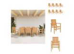 Vidaxl Sedie Da Giardino 8 Pezzi Impilabili 56,5X57,5X91 Cm In Legno Massiccio Teak - Sedie Da Giardino