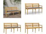 Vidaxl Panca Batavia Con Cuscino Grigio 150 Cm In Teak Massiccio - Panca - Panche - Panca Da Giardino - Panca Da Salotto