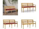 Vidaxl Panca Batavia Con Cuscino Rosso Vino 150 Cm In Teak Massiccio - Panche - Panche Da Giardino - Panca Da Giardino - Panca Da Salotto
