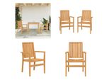 Vidaxl Sedie Da Giardino Impilabili 2 Pezzi 56,5X57,5X91 Cm In Legno Massiccio Di Teak - Sedia Da Giardino Impilabile - Sedie Da Giardino Impilabili - Sedia Da Giardino - Sedia Da Giardino Impilabile