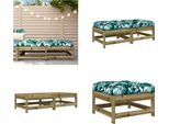 Vidaxl Sgabello Da Giardino Con Cuscino 2 Pz. Legno Di Pino Impregnato - Sgabello Da Giardino - Sgabello Da Patio - Sgabello Da Esterno - Poggiapiedi Da Giardino