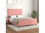 Vidaxl Letto Con Testiera Rosa 140X190 Cm In Velluto - Letto Con Testiera - Letti Con Testiera - Letto Con Testiera - Letto Con Testiera