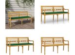 Vidaxl Panca Batavia Con Cuscino Verde 150 Cm In Teak Massiccio - Panca - Panche - Panca Da Giardino - Panca Da Salotto