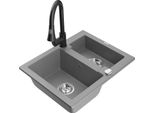 Mexen Carlos Lavello In Granito Da 1,5 Vasche Con Miscelatore Cucina Elia, Grigio - 6518-71-670101-70