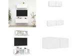 Vidaxl Set Di Mobili Tv 2 Pezzi In Legno Bianco - Set Di Mobili Tv - Set Di Mobili Tv - Set Di Mobili Tv Sospesi - Set Di Mobili Tv Sospesi
