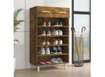 The Living Store Scarpiera In Rovere Fumé 60X35X105 Cm Materiale Legno