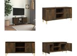 Mobile Tv Vidaxl Con Gambe In Legno Massiccio Rovere Fumé 103,5X35X50 Cm - Mobile Tv - Mobile Tv - Mobile Stereo - Supporto Tv