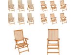 Vidaxl Sedie Da Giardino 6 Pezzi Con Cuscini Beige In Legno Massiccio Di Teak - Sedia Da Giardino - Sedie Da Giardino - Poltrona Da Giardino - Sedia Pieghevole