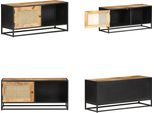 Vidaxl Mobile Tv 90X30X40 Cm Legno Di Mango Grezzo E Vimini Viennesi - Mobile Tv - Mobili Tv - Mobile Tv In Legno - Mobili Tv In Legno