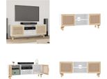 Vidaxl Mobile Tv Bianco 105X30X40 Cm In Legno Massiccio Di Pino Naturale Rattan - Mobile Tv - Mobile Tv - Mobile Tv - Supporto Tv
