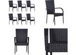 Vidaxl Sedie Da Giardino Impilabili 6 Pz. Poly Rattan Nero - Sedia Da Giardino - Sedie Da Giardino - Sedia Impilabile Da Giardino - Sedie Impilabili Da Giardino