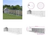 Vidaxl Cuccia Per Cani Da Esterno Con Tetto Argento 2X14X2,5 M In Acciaio Zincato - Cuccia Per Cani Da Esterno - Cuccia Per Cani Da Esterno - Cuccia Per Cani - Gabbia Per Cani