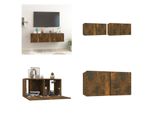 Vidaxl Mobili Tv A Parete 2 Pz. Rovere Fumé 60X30X30 Cm - Mobile Tv A Parete - Mobili Tv A Parete - Mobile Tv - Mobili Tv
