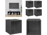 Vidaxl Mobili Tv 4 Pz. Grigio Lucido 37X35X37 Cm Materiale A Base Di Legno - Mobile Tv - Mobili Tv - Mobili Tv - Mobile Tv