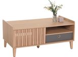 Tavolino HWC-M48, Tavolo Da Salotto, Tavolo Da Divano, 52X114X59Cm ~ Beige, Cassetto Grigio