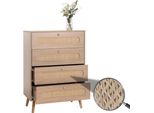 Cassettiera HWC-M38, Credenza Credenza Alta, Legno Kubu Rattan, 101X71X42Cm Aspetto Rovere