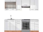 Vicco Cucina Componibile Fame-Line, 240 Cm , Pt Marmo, Bianco Lucido/Oro Power Oak