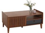 Tavolino HWC-M48, Tavolo Da Salotto, Tavolo Da Divano, 52X114X59Cm ~ Aspetto Noce, Cassetto Grigio Scuro