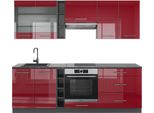 Vicco Cucina Componibile Fame-Line, 235 Cm , Pt Antracite, Bordeaux Lucido/Antracite