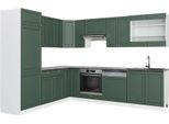 Vicco Cucina Angolare Completa Fame-Line, 227 X 287 Cm , Pt Antracite, Verde-Oro Country House/Bianco