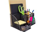 Organizzatore Da Scrivania Intirilife In Rete Di Ferro Nera - 22 X 14 X 13 Cm - Organizzatore Da Scrivania Con Diversi Scomparti Portapenne Scatola Per Materiale D'ufficio Porta Appunti Portapenne