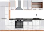 Vicco Cucina Componibile Fame-Line, 300 Cm , Pt Antracite, Bianco Lucido/Oro Power Oak
