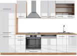 Vicco Cucina Componibile Fame-Line, 300 Cm , Pt Rovere, Bianco Lucido/Oro Power Oak