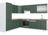 Vicco Cucina Angolare Completa Fame-Line, 227 X 287 Cm , Pt Rovere, Verde-Oro Country House/Bianco