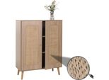 Credenza HWC-M38, Mobile Cassettiera, Vani Portaoggetti, Legno Kubu Rattan 106X80X41Cm ~ Effetto Rovere