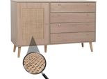 Credenza HWC-M43, Mobile Cassettiera Alto, Cassettiera, Melaminico In Legno Kubu Rattan, Aspetto Rovere