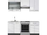 Vicco Cucina Componibile Fame-Line, 200 Cm , Pt Marmo, Bianco Lucido/Antracite