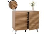 Cassettiera HWC-M49, Credenza Credenza Alta, Design 3D Scomparti, Mdf Metallo 85X95X45Cm ~ Natura
