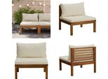 Vidaxl Divano Centrale Modulare Con Cuscini Bianchi Crema In Legno Di Acacia - Divano Centrale - Divani Centrali - Divano - Divani