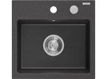 Mexen Milo Lavello In Granito 1-Vasca 435 X 410 Mm, Nero Maculato, Sifone Cromo - 6505441000-76