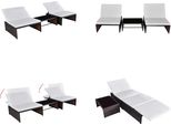 Vidaxl Lettino 2 Pezzi Con Tavolo In Rattan Marrone - Lettino - Lettino - Hollywood Swing - Hollywood Swing