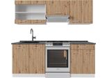 Vicco Cucina Componibile R-Line, 200 Cm , Pt Antracite, Rovere Artigianale/Bianco