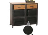 Carrello Da Officina HWC-N28, Carrello, Rotelle 2 Cassetti, Struttura 3D Metallo Legno 90X100X40Cm ~ Nero, Naturale