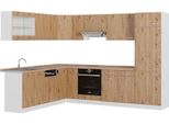 Vicco Cucina Angolare Completa R-Line, 227 X 287 Cm , Pt Rovere, Rovere Artigianale/Bianco