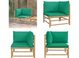 Vidaxl Divano Da Giardino Ad Angolo Con Cuscini Verdi In Bambù - Divano Da Giardino Ad Angolo - Divani Da Giardino Ad Angolo - Divano Da Esterno Ad Angolo - Divano Da Terrazzo Ad Angolo