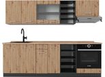 Vicco Cucina Componibile R-Line, 240 Cm , Pt Rovere, Rovere Artigianale/Antracite