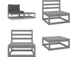 Vidaxl Set Salotto Da Giardino 2 Pezzi Con Cuscini Grigio Pino Massiccio - Set Salotto Da Giardino - Set Salotto Da Giardino - Mobili Da Giardino In Legno - Mobili Da Giardino In Legno