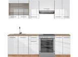 Vicco Cucina Componibile Fame-Line, 240 Cm , Pt Rovere, Bianco Lucido/Oro Power Oak